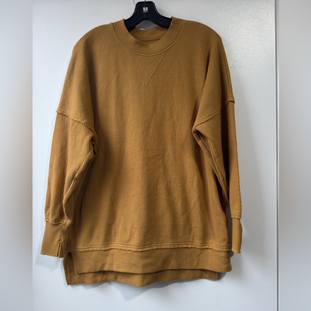 Aerie Women’s Mustard Yellow Ribbed Pullover Tunic Style Sweater Sz XS
